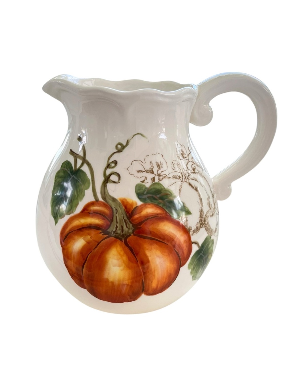 Maxcera Harvest Pumpkin Ceramic Pitcher